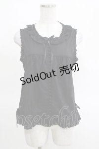 PINK HOUSE / ノースリーブフリルブラウス Free ブラック H-25-03-14-071-LO-BL-NS-ZH