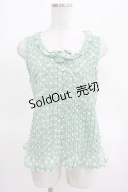 画像1: PINK HOUSE / ドットフリルノースリーブブラウス Free ミント H-25-03-14-072-LO-BL-NS-ZH