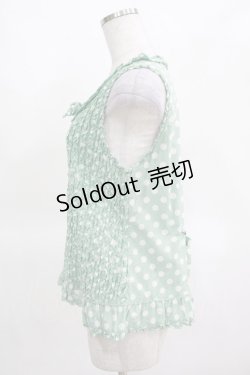 画像2: PINK HOUSE / ドットフリルノースリーブブラウス Free ミント H-25-03-14-072-LO-BL-NS-ZH