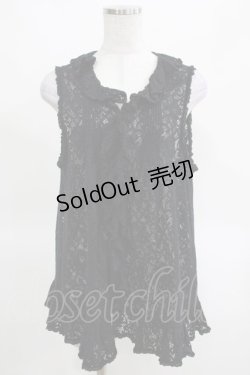 画像1: PINK HOUSE / 総レースフリルベスト Free ブラック H-25-03-14-073-LO-TO-NS-ZH