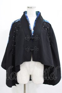 Qutie Frash / メッシュ切替ポンチョ  黒×青 H-25-03-15-036-QU-JA-KB-ZH