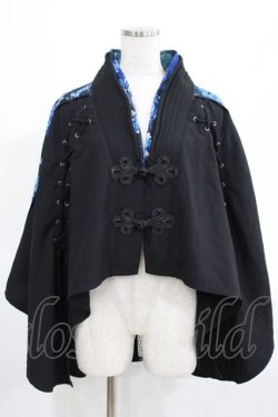 画像1: Qutie Frash / メッシュ切替ポンチョ  黒×青 H-25-03-15-036-QU-JA-KB-ZH