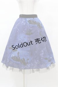 MILK / スワンレイクスカート  ナイトブルー×ブラックスワン H-25-03-15-1030-ML-SK-KB-ZH