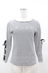 MILK / レースアップボーダーカットソー  オフベース H-25-03-15-1043-ML-TO-KB-ZH