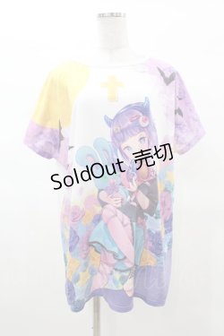 画像1: LISTEN FLAVOR / 月夜の薔薇のパンク少女コラボカットソー   H-25-03-15-1045-PU-TO-KB-ZH