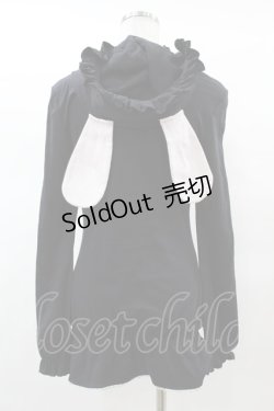 画像2: PUTUMAYO / うさ耳フードプルパーカー  黒 H-25-03-15-1012-PT-TO-KB-ZH