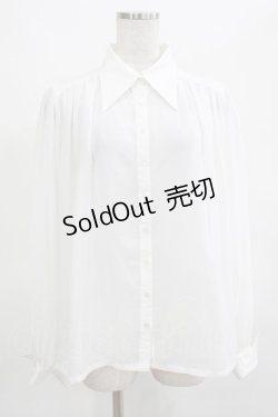 画像1: EXCENTRIQUE / シフォン・ボウ付きブラウス  白 H-25-03-15-065-EL-BL-KB-ZH
