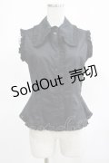 MARBLE / フリルノースリーブブラウス  黒 H-25-03-15-066-GO-BL-KB-ZH