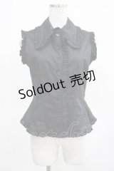 MARBLE / フリルノースリーブブラウス  黒 H-25-03-15-066-GO-BL-KB-ZH