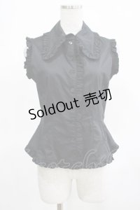 MARBLE / フリルノースリーブブラウス  黒 H-25-03-15-066-GO-BL-KB-ZH