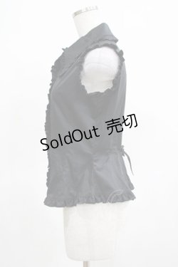 画像2: MARBLE / フリルノースリーブブラウス  黒 H-25-03-15-066-GO-BL-KB-ZH