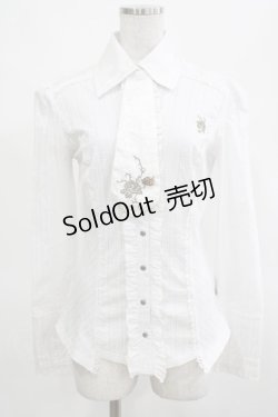 画像1: Ozz oneste / 薔薇刺繍タイ付ブラウス  白 H-25-03-15-068-OO-BL-KB-ZH