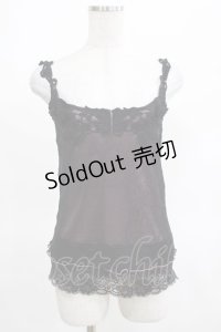 ALGONQUINS / サテン×メッシュキャミソール  パープル×ブラック H-25-03-15-077-AL-TO-KB-ZH