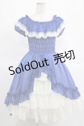 ATELIER PIERROT / オフショルダーシャーリングワンピース  青×白 H-25-03-15-002-EL-OP-KB-ZH