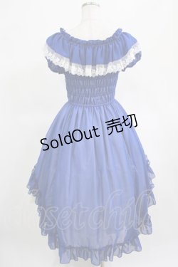 画像3: ATELIER PIERROT / オフショルダーシャーリングワンピース  青×白 H-25-03-15-002-EL-OP-KB-ZH