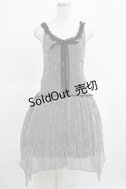 画像1: ALGONQUINS / ストライプノースリーブワンピース  黒 H-25-03-15-023-AL-OP-KB-ZH