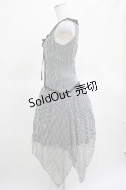 画像2: ALGONQUINS / ストライプノースリーブワンピース  黒 H-25-03-15-023-AL-OP-KB-ZH