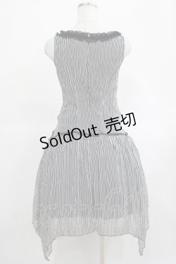 画像3: ALGONQUINS / ストライプノースリーブワンピース  黒 H-25-03-15-023-AL-OP-KB-ZH