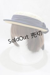 Fi.n.t / レースリボンストローハット  オフ/ネイビー H-25-03-16-1072-CA-AC-NS-ZH