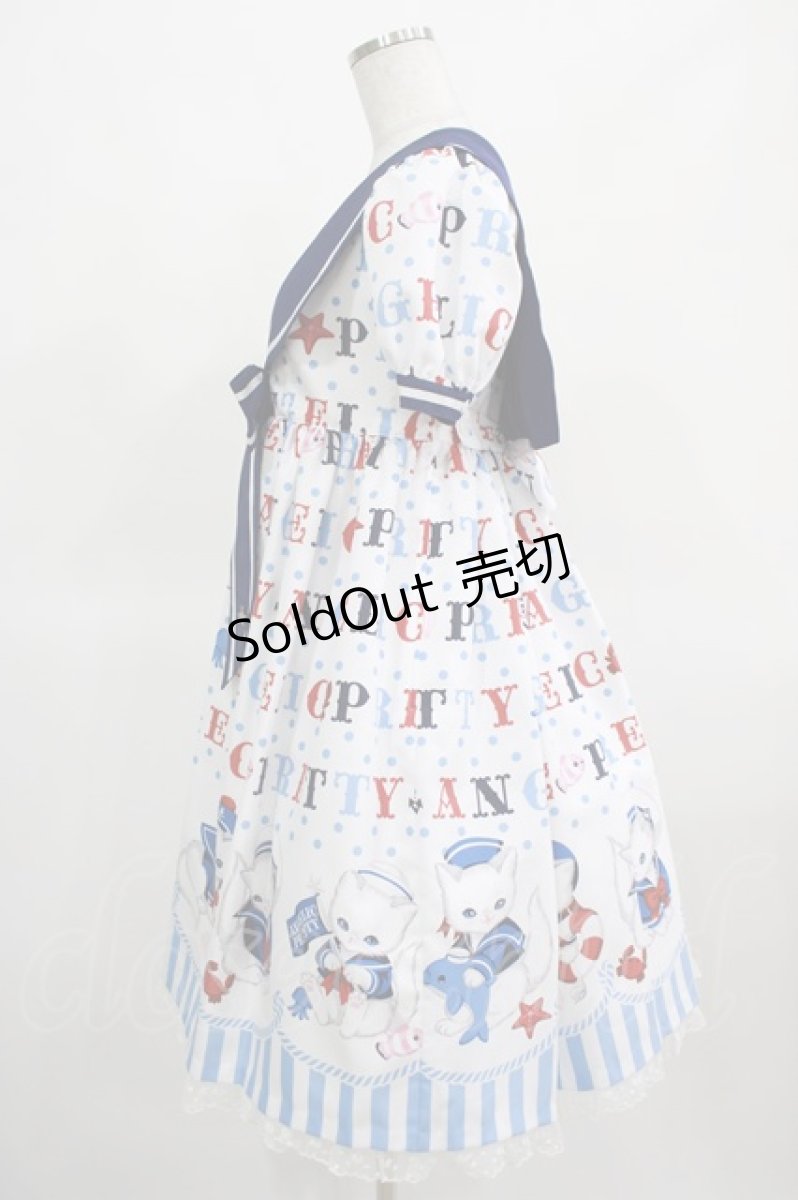 画像2: Angelic Pretty / Sailor Marine Kittenワンピース Free シロ H-25-03-16-1007-AP-OP-NS-ZH (2)