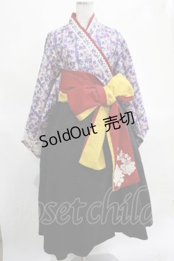 画像1: Favorite / 和柄プリント着物風ワンピース Free ブラック H-25-03-16-1010-LO-OP-NS-ZH