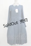 m petit by misako / レース襟プリーツワンピース M ブルー H-25-03-16-1022-LO-OP-NS-ZH