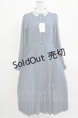 m petit by misako / レース襟プリーツワンピース M ブルー H-25-03-16-1022-LO-OP-NS-ZH