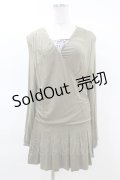 gouk / 和柄レイヤード風ロングカットソー  カーキ H-25-03-17-1041-GO-TO-KB-ZH