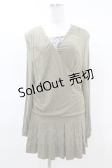 gouk / 和柄レイヤード風ロングカットソー  カーキ H-25-03-17-1041-GO-TO-KB-ZH