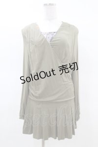 gouk / 和柄レイヤード風ロングカットソー  カーキ H-25-03-17-1041-GO-TO-KB-ZH