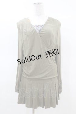 画像1: gouk / 和柄レイヤード風ロングカットソー  カーキ H-25-03-17-1041-GO-TO-KB-ZH