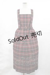 Jane Marple / British check salopette dress  black × red H-25-03-17-007-JM-OP-KB-ZH