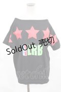SUPER LOVERS / プリントドルマンカットソー  黒 H-25-03-17-019-PU-TO-KB-ZH
