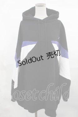 画像1: Candy Stripper / BRAVE DINOSAUR BICOLOR SWITCHED HOODIE  ブラック H-25-03-17-025-PU-TO-KB-ZH