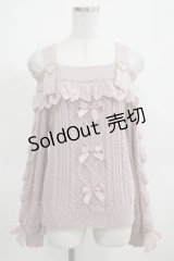 LIZ LISA / レースアップスリーブオフショルニット Free ピンク H-25-03-18-045-LO-TO-NS-ZH