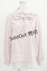 Ank Rouge / ヨークフリルリボンタイブラウス M ピンク H-25-03-18-052-CA-BL-NS-ZH