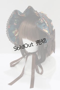 画像1: axes femme kawaii / アンティークローズ柄ハーフボンネット  グリーン H-25-03-18-082-AX-AC-NS-ZH