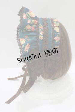 画像2: axes femme kawaii / アンティークローズ柄ハーフボンネット  グリーン H-25-03-18-082-AX-AC-NS-ZH