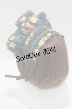 画像3: axes femme kawaii / アンティークローズ柄ハーフボンネット  グリーン H-25-03-18-082-AX-AC-NS-ZH