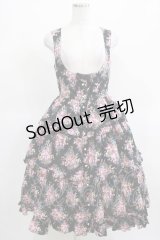 Innocent World / イチゴブーケドールジャンパースカート M ブラック H-25-03-18-012-IW-OP-NS-ZH