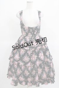 Innocent World / イチゴブーケドールジャンパースカート M ブラック H-25-03-18-012-IW-OP-NS-ZH