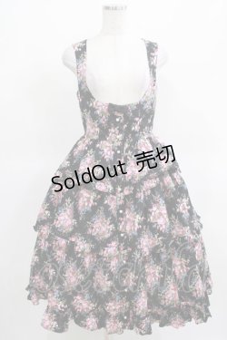 画像1: Innocent World / イチゴブーケドールジャンパースカート M ブラック H-25-03-18-012-IW-OP-NS-ZH