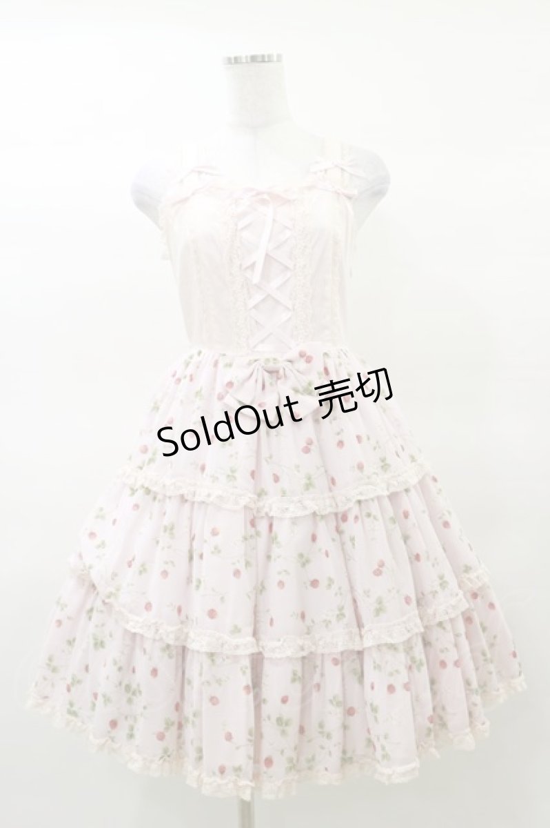 画像1: Angelic Pretty / いちごシフォン3段フリルジャンパースカート Free ピンク H-25-03-19-058-AP-OP-NS-ZH (1)