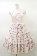 画像1: Angelic Pretty / いちごシフォン3段フリルジャンパースカート Free ピンク H-25-03-19-058-AP-OP-NS-ZH (1)