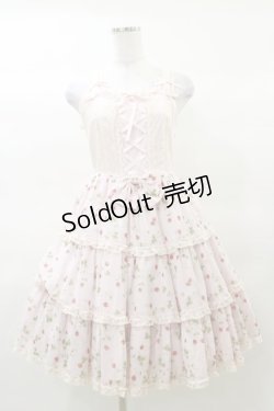 画像1: Angelic Pretty / いちごシフォン3段フリルジャンパースカート Free ピンク H-25-03-19-058-AP-OP-NS-ZH