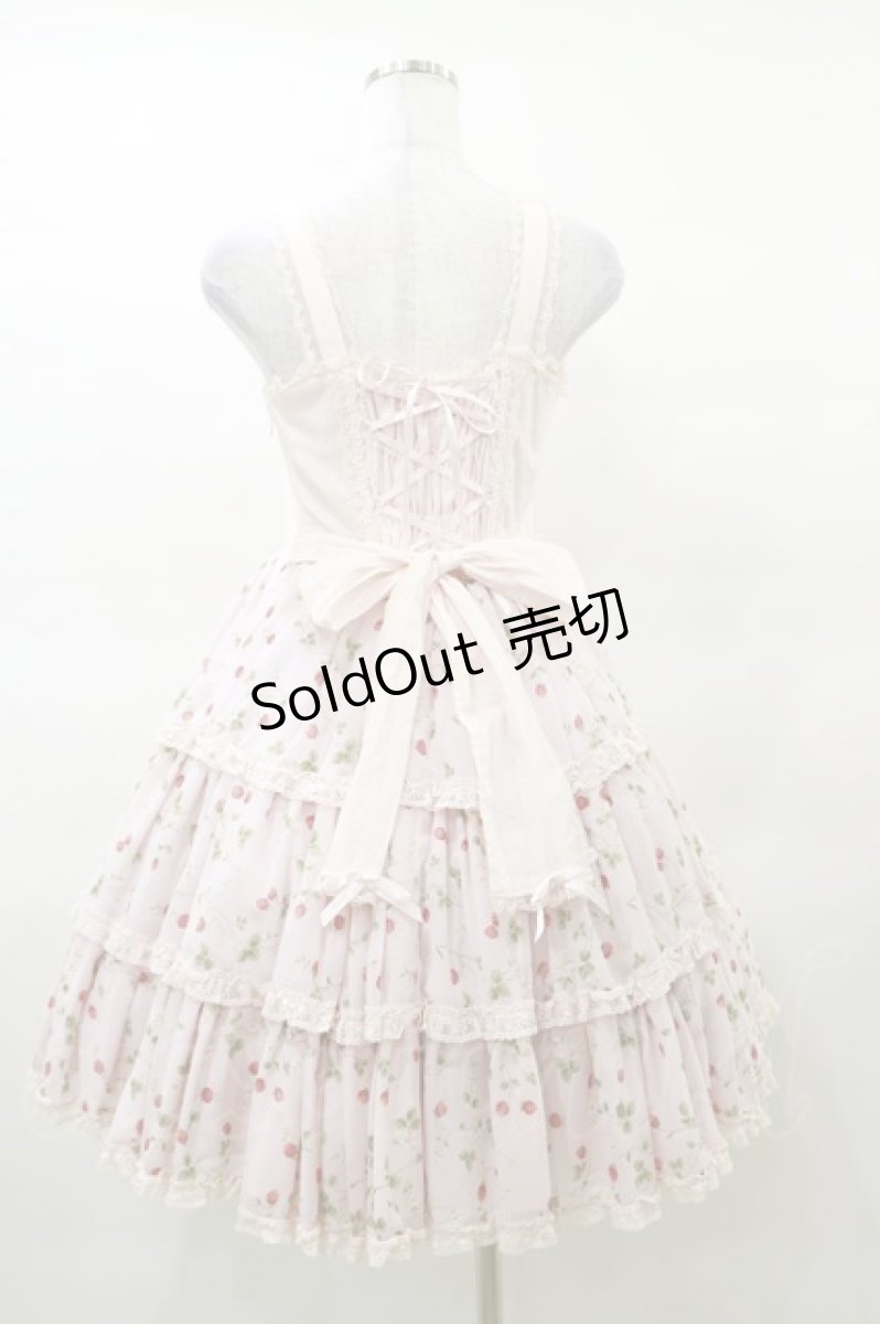 画像2: Angelic Pretty / いちごシフォン3段フリルジャンパースカート Free ピンク H-25-03-19-058-AP-OP-NS-ZH (2)