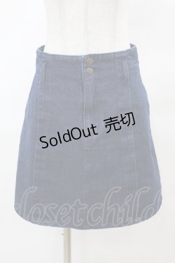 画像1: axes femme / 刺繍入りデニムミニスカート M ブルー H-25-03-19-1036-AX-SK-NS-ZH