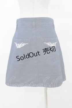 画像2: axes femme / 刺繍入りデニムミニスカート M ブルー H-25-03-19-1036-AX-SK-NS-ZH