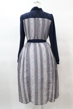 画像2: axes femme / レトロモチーフボータイワンピース M ネイビー H-25-03-19-1016-AX-OP-NS-ZH
