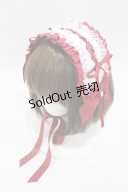 画像1: ALICE and the PIRATES / フランチェスカフリルヘッドドレス  エンジ/オフ白 H-25-03-19-1003-PA-AC-NS-ZH